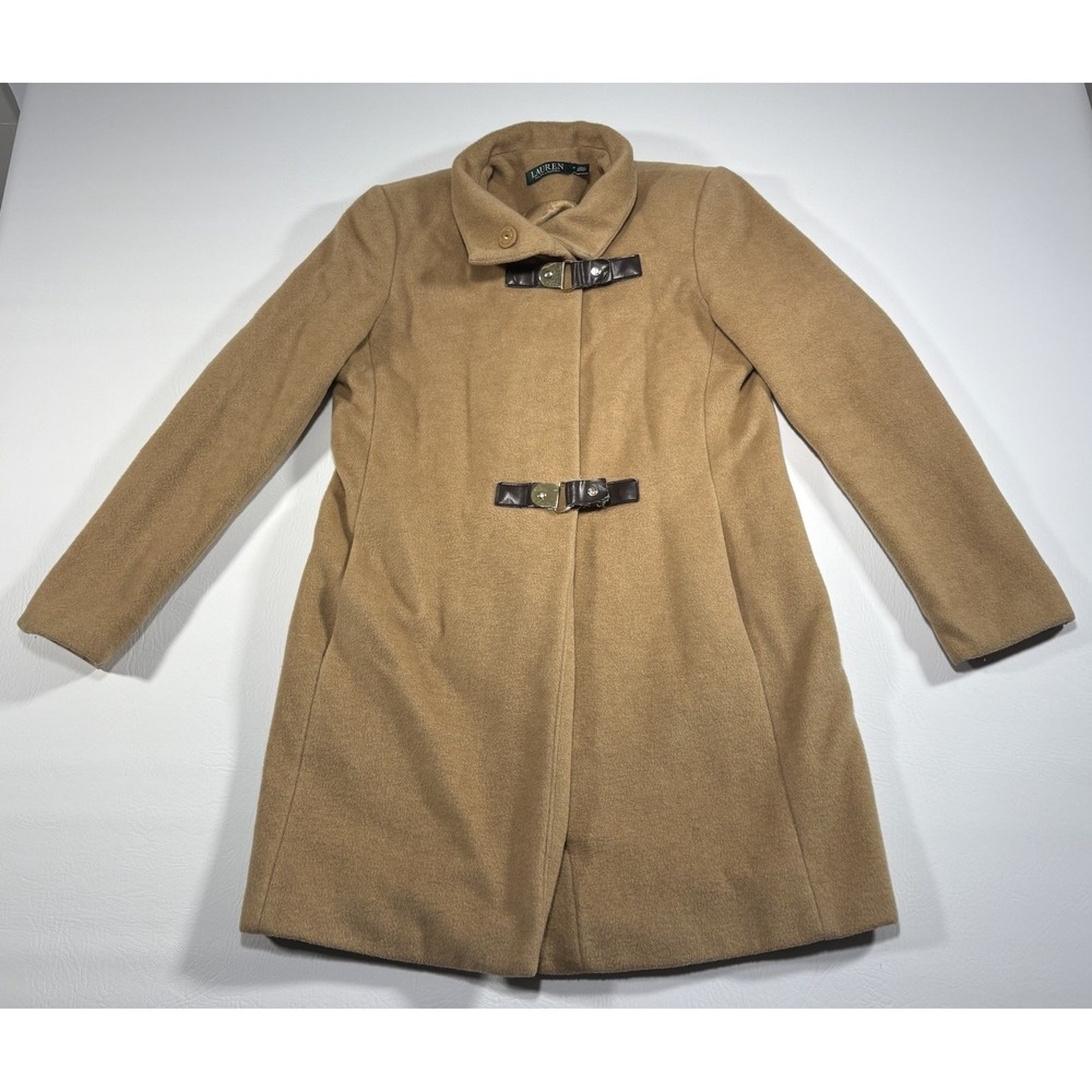 Lauren Ralph Lauren Camel Wool Blend Toggle Buckle Coat Small